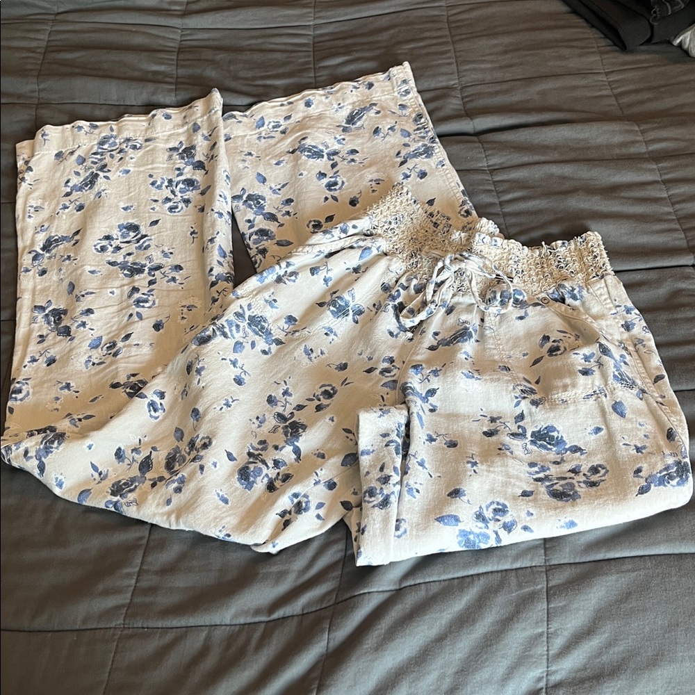 Rewash Floral Linen Pants Medium